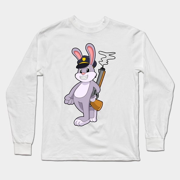 Rabbit as Police officer with Police hat Long Sleeve T-Shirt by Markus Schnabel